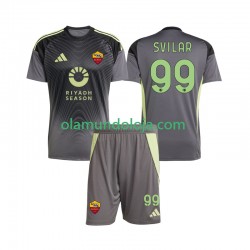 Camisola AS Roma Mile Svilar 99 Guarda-redes Criança Equipamento Primeiro 2025-2026 Manga Curta